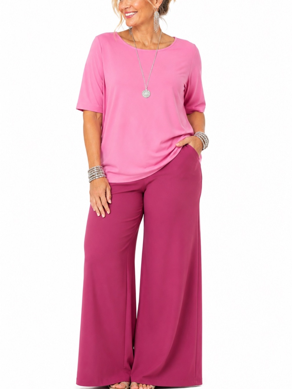 SUSAN GRAVER MODERN ESSENTIALS LIQUID KNIT PINK TOP SZ 5X